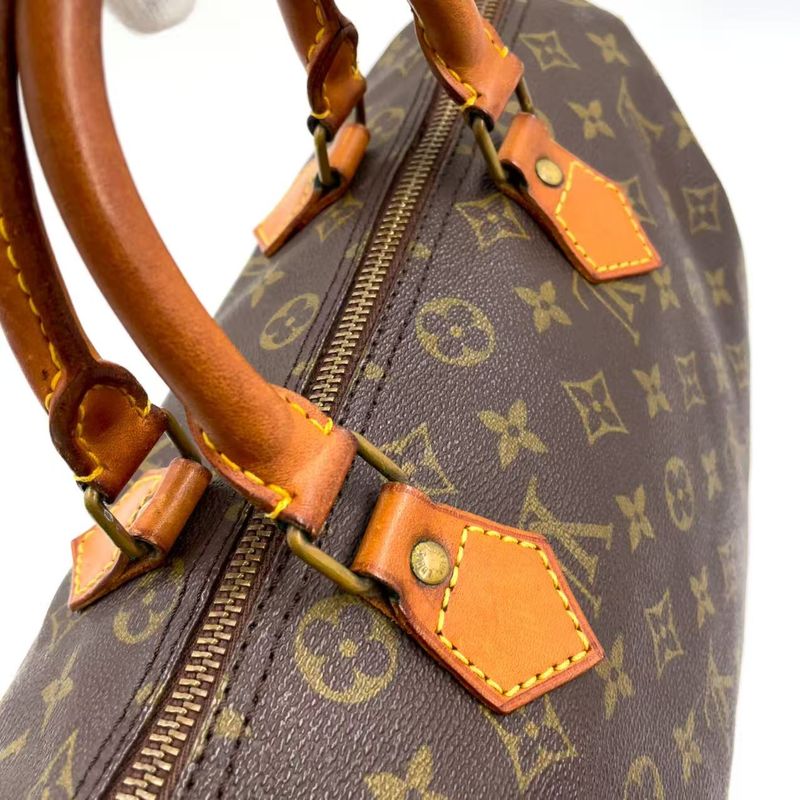 Louis Vuitton Speedy 30 Monogram Serial Unknown Leather ×PVC Brown Handbag Gold