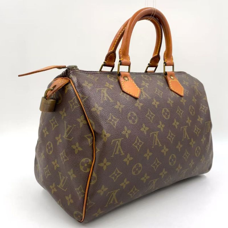 Louis Vuitton Speedy 30 Monogram Serial Unknown Leather ×PVC Brown Handbag Gold