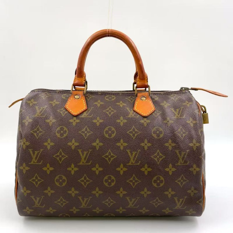 Louis Vuitton Speedy 30 Monogram Serial Unknown Leather ×PVC Brown Handbag Gold