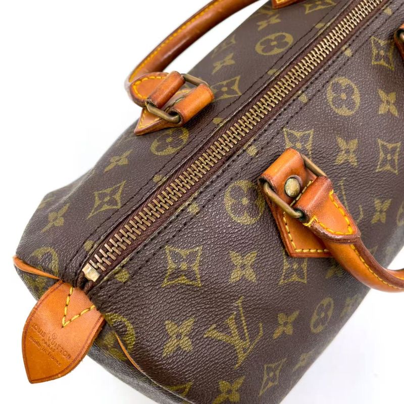 Louis Vuitton Speedy 30 Monogram Serial Unknown Leather ×PVC Brown Handbag Gold