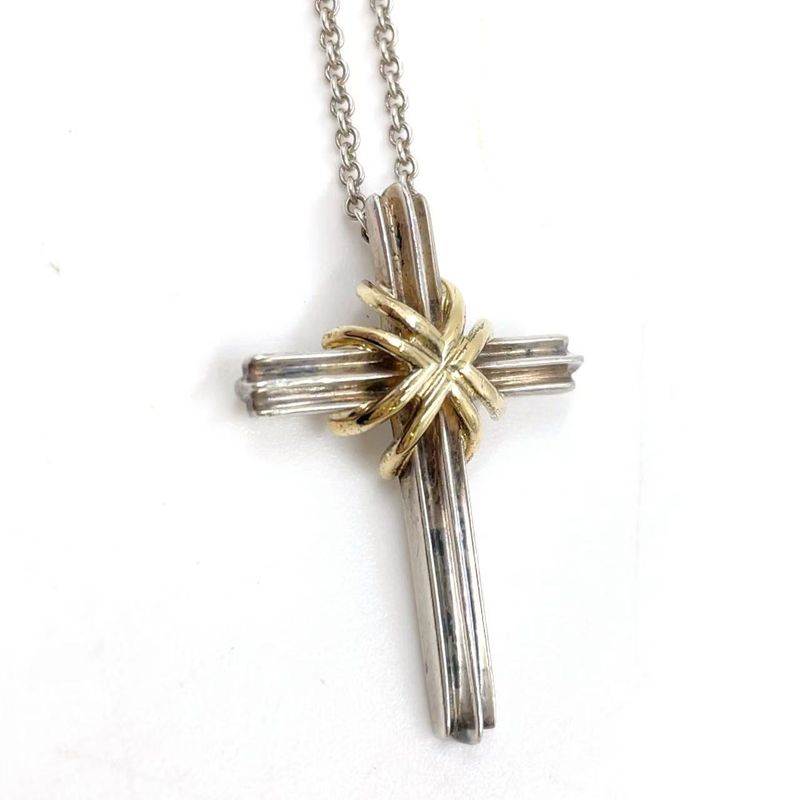 Tiffany & Co Signature Cross Sv925 Silver Necklace Silver