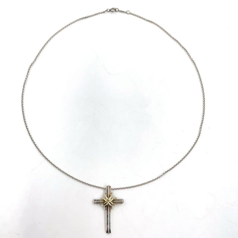 Tiffany & Co Signature Cross Sv925 Silver Necklace Silver