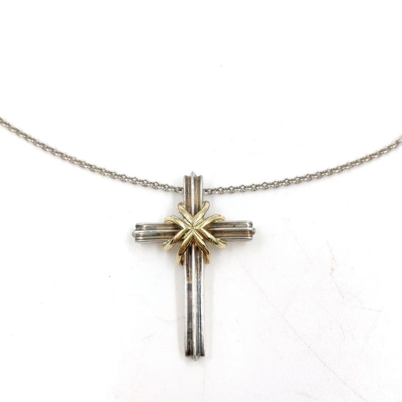 Tiffany & Co Signature Cross Sv925 Silver Necklace Silver