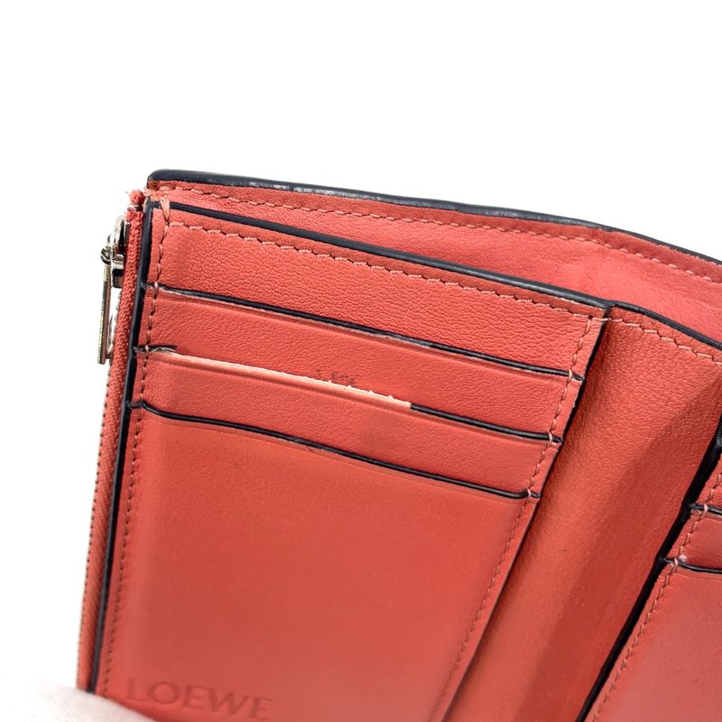 Loewe Vertical Small Trifold Wallet Leather Pink Beige X Brown X Light Gray