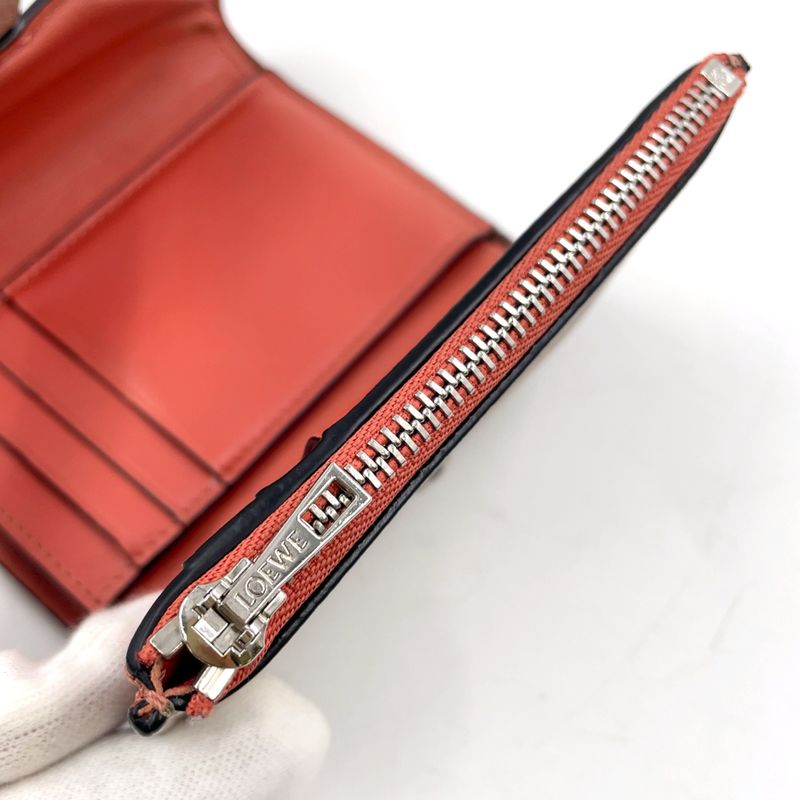 Loewe Vertical Small Trifold Wallet Leather Pink Beige X Brown X Light Gray