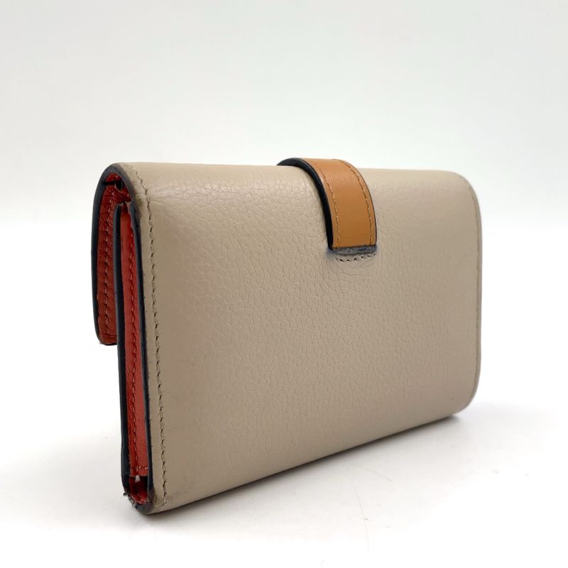 Loewe Vertical Small Trifold Wallet Leather Pink Beige X Brown X Light Gray