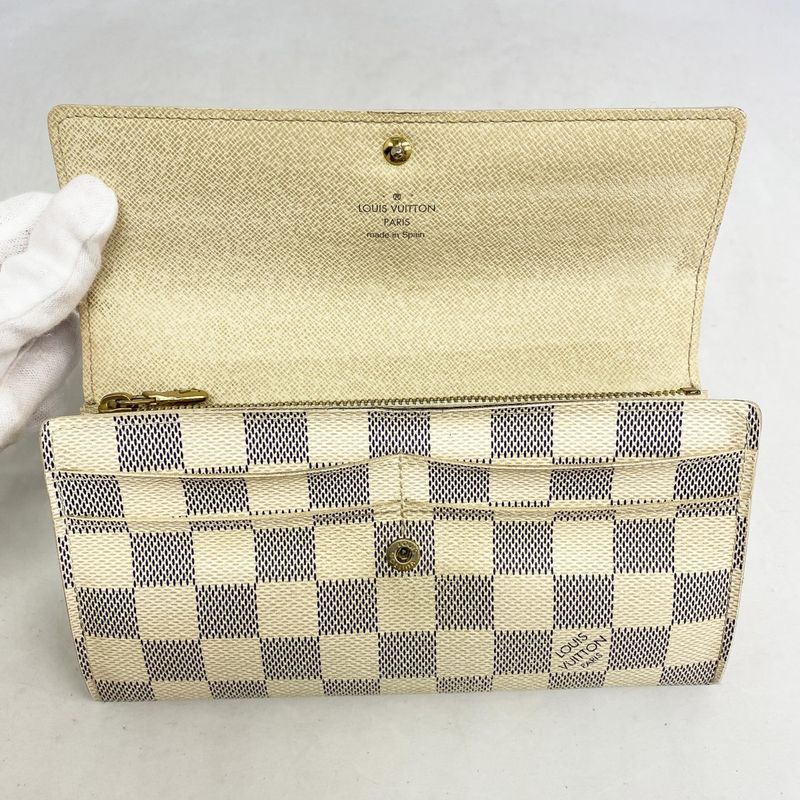 Louis Vuitton Damier Azure Portefeuille Sarah N61735 White Women's