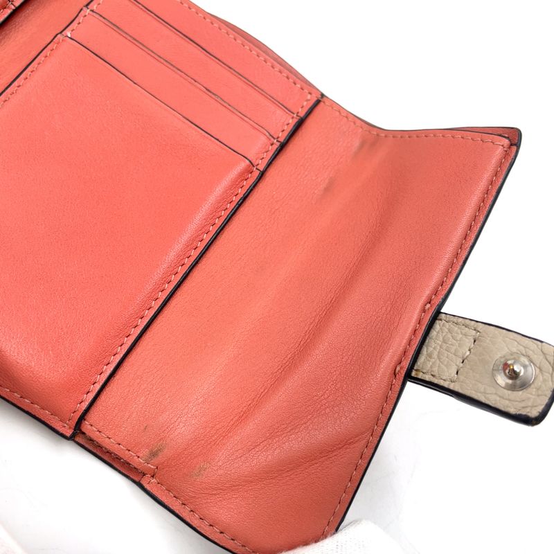 Loewe Vertical Small Trifold Wallet Leather Pink Beige X Brown X Light Gray