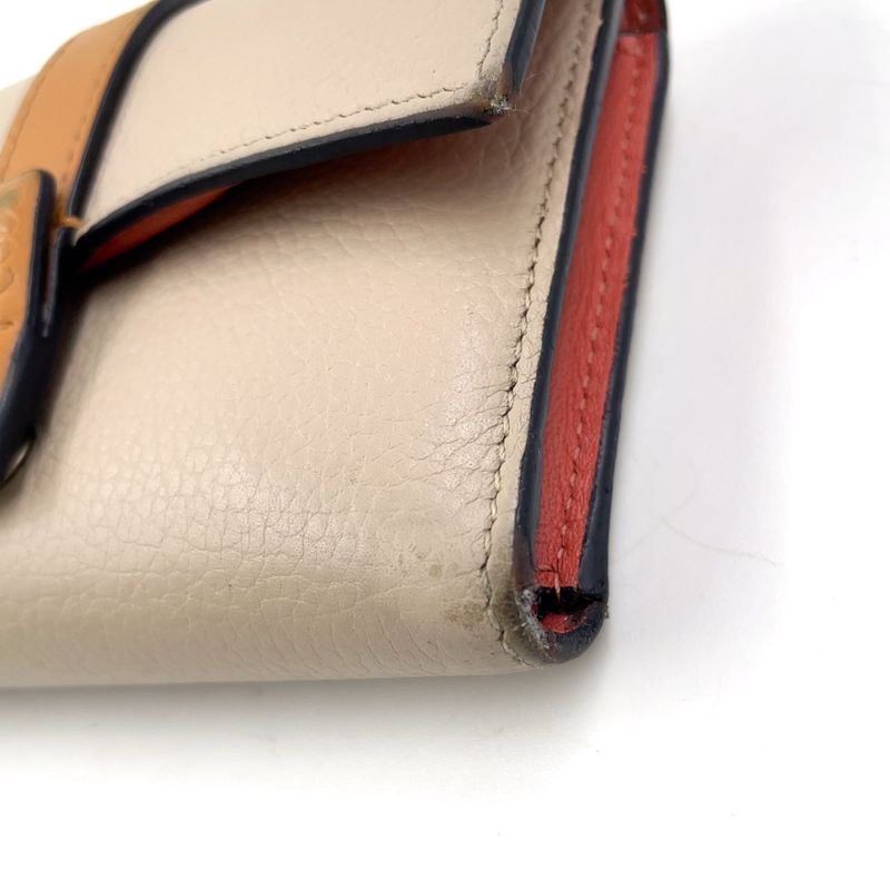 Loewe Vertical Small Trifold Wallet Leather Pink Beige X Brown X Light Gray