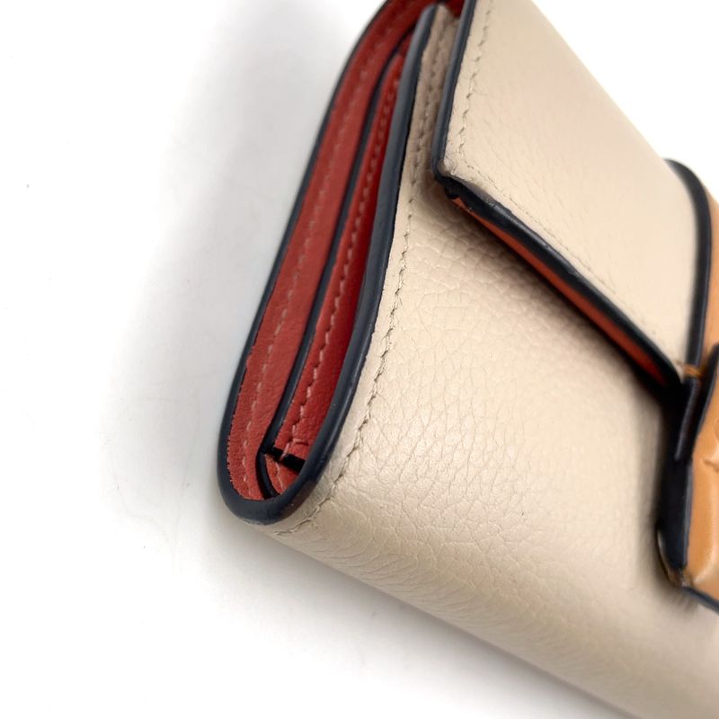Loewe Vertical Small Trifold Wallet Leather Pink Beige X Brown X Light Gray