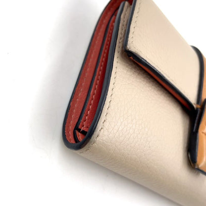 Loewe Vertical Small Trifold Wallet Leather Pink Beige X Brown X Light Gray