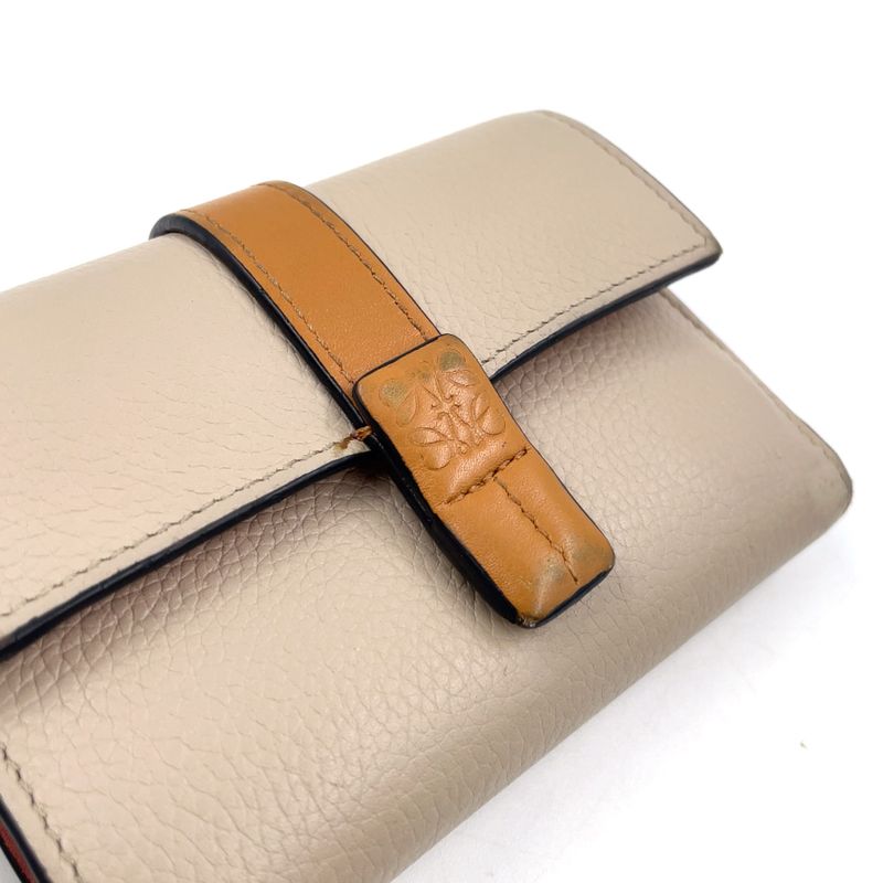 Loewe Vertical Small Trifold Wallet Leather Pink Beige X Brown X Light Gray