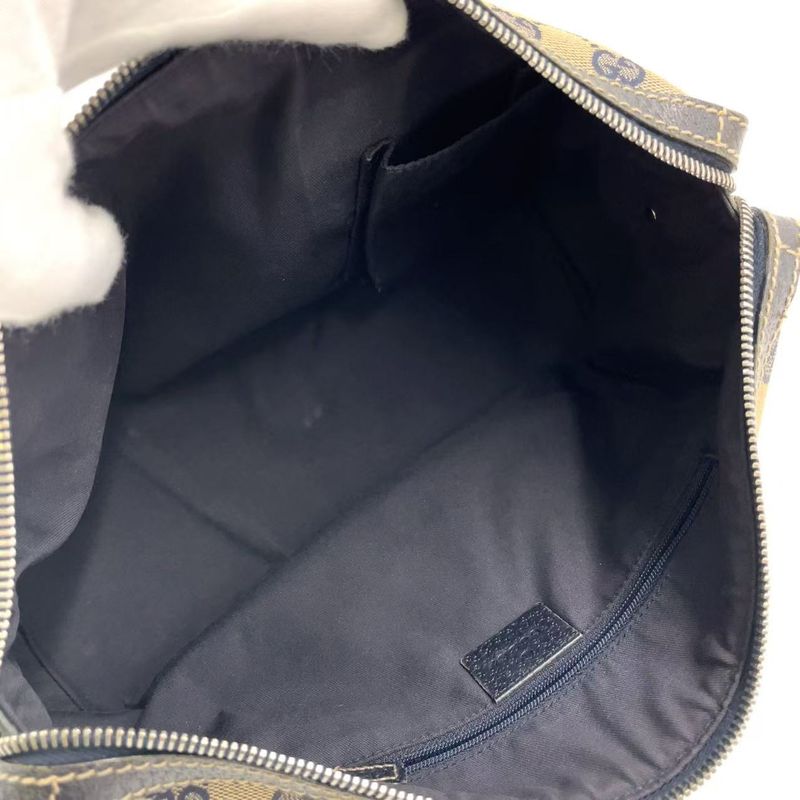 Gucci Sherry Line GG Canvas Leather X Canvas Multicolor Handbag Silver 145759