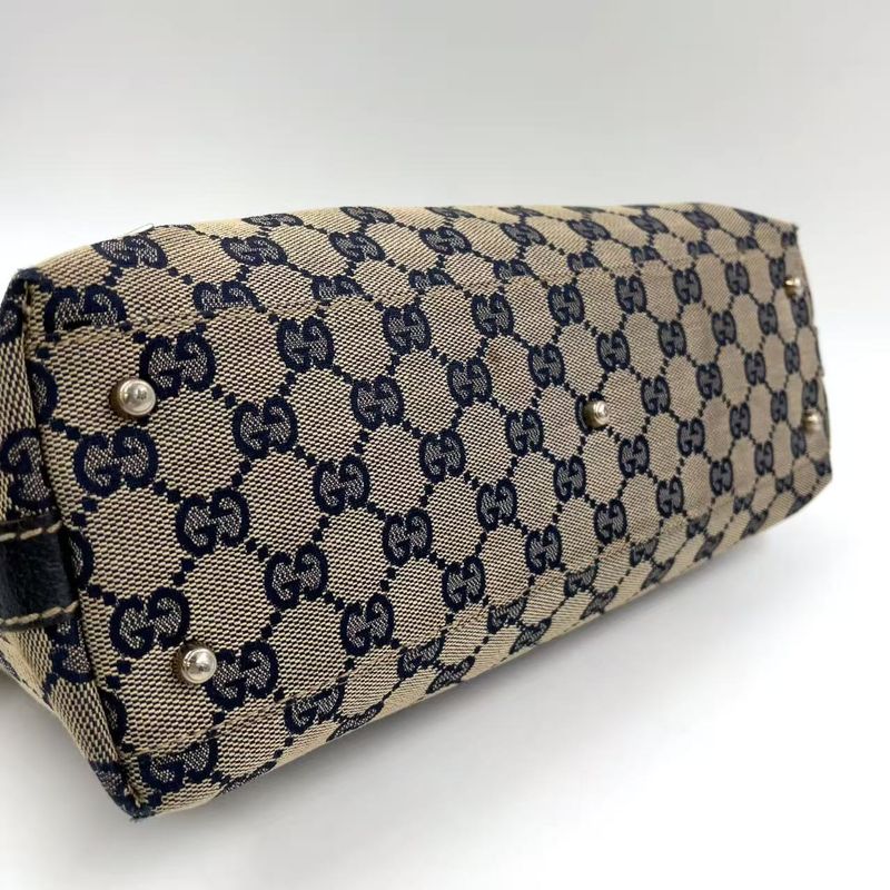 Gucci Sherry Line GG Canvas Leather X Canvas Multicolor Handbag Silver 145759