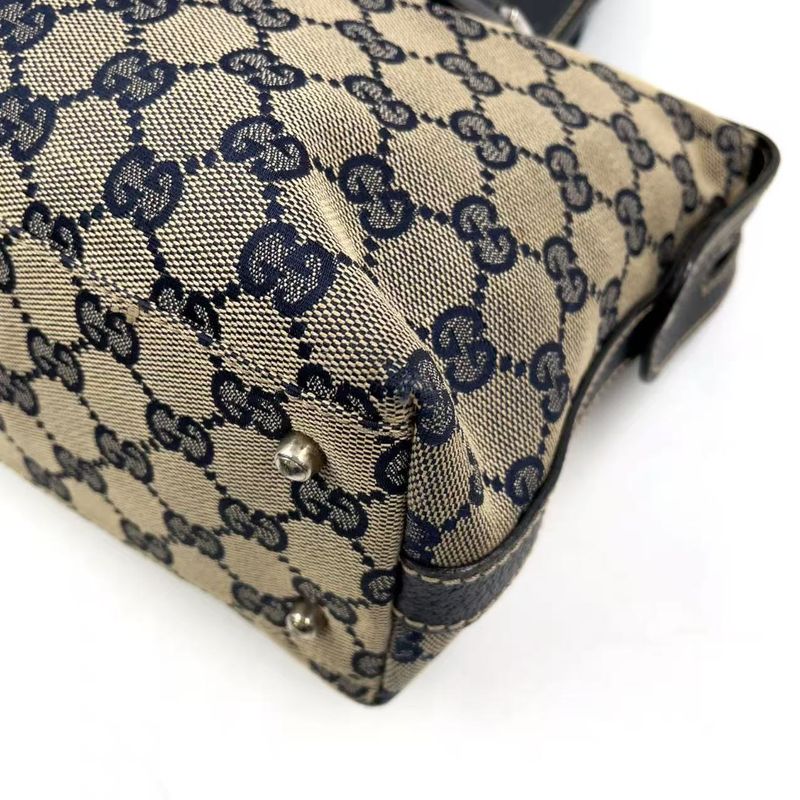 Gucci Sherry Line GG Canvas Leather X Canvas Multicolor Handbag Silver 145759