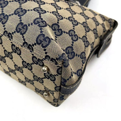 Gucci Sherry Line GG Canvas Leather X Canvas Multicolor Handbag Silver 145759