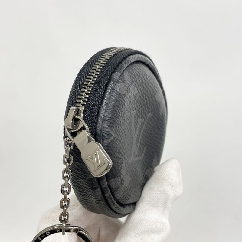 Louis Vuitton Pouch Monogram Eclipse Porte Cles Round M62796 Black Men's