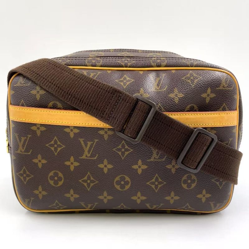 Louis Vuitton Reporter PM Monogram Leather × PVC Brown Shoulder Bag Gold M45254