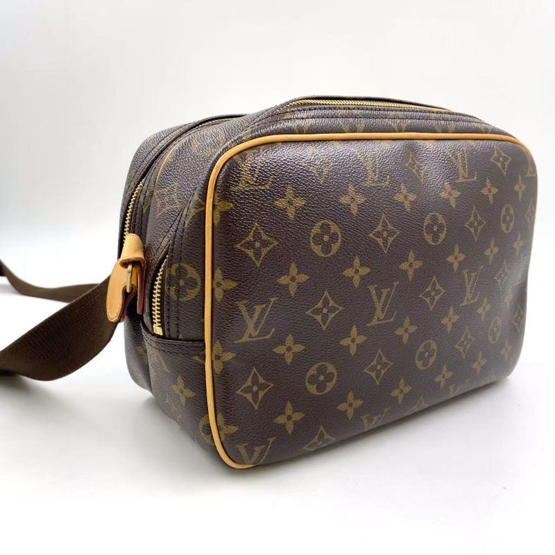 Louis Vuitton Reporter PM Monogram Leather × PVC Brown Shoulder Bag Gold M45254
