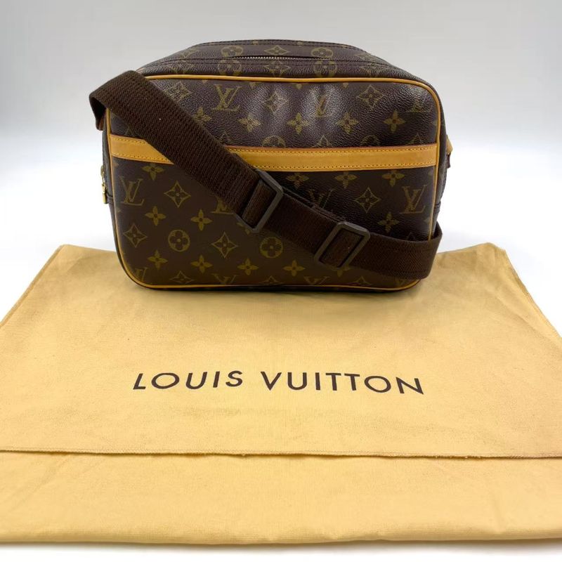 Louis Vuitton Reporter PM Monogram Leather × PVC Brown Shoulder Bag Gold M45254