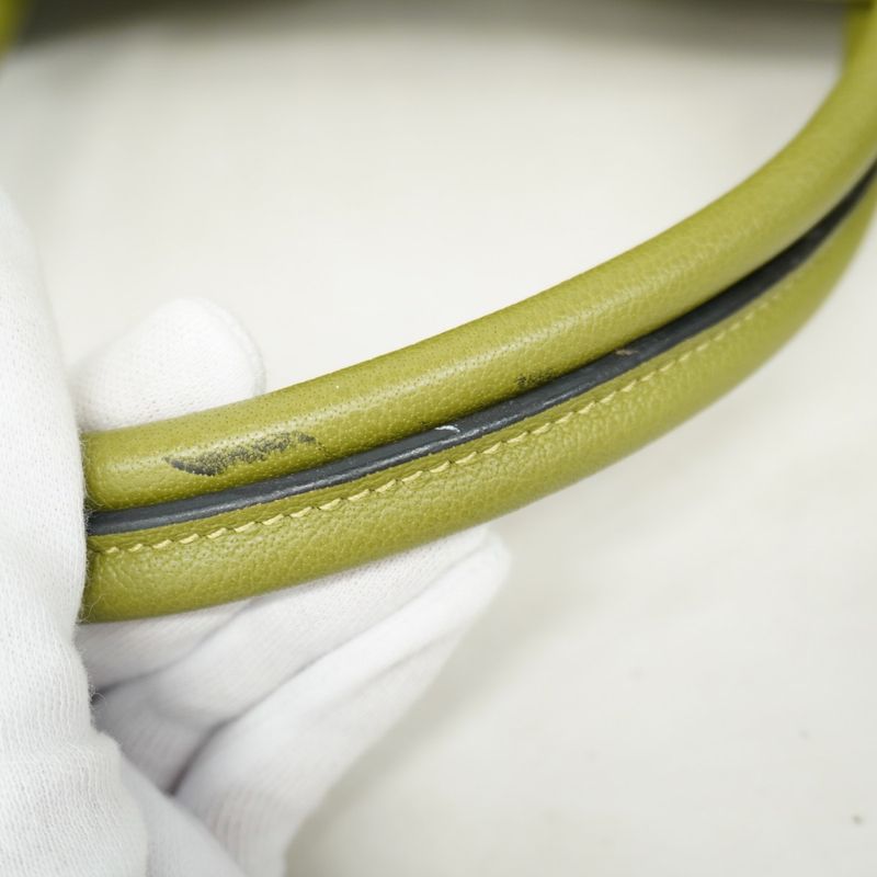 Hermes Tote Bag Garden Party MM Toile Officier Anise Green/cobalt □J Engraved