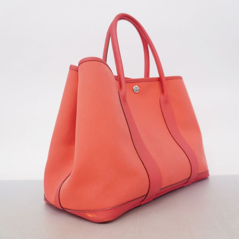 Hermes Tote Garden Party Toile Officier Bougainvillea Silver Hardware □N