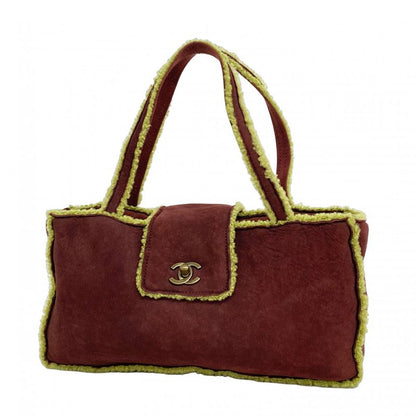 Chanel Handbag Mouton Brown Green Gold Hardware Women