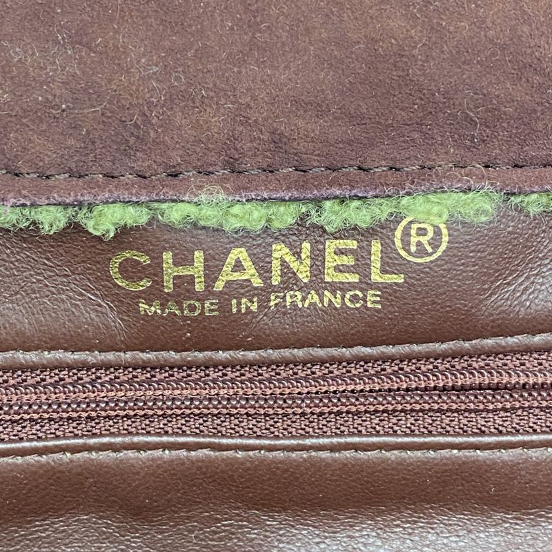 Chanel Handbag Mouton Brown Green Gold Hardware Women