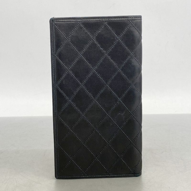 Chanel Long Billfold Bicolore Lambskin Black Men's