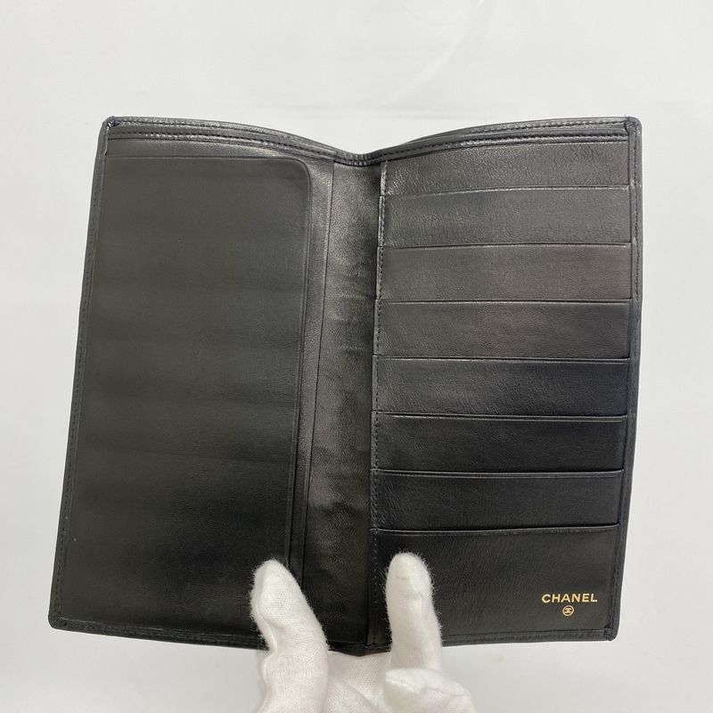 Chanel Long Billfold Bicolore Lambskin Black Men's