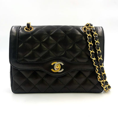 Chanel Paris Limited Edition Matelasse W Flap Serial No 3 Leather Black Chain