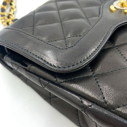 Chanel Paris Limited Edition Matelasse W Flap Serial No 3 Leather Black Chain