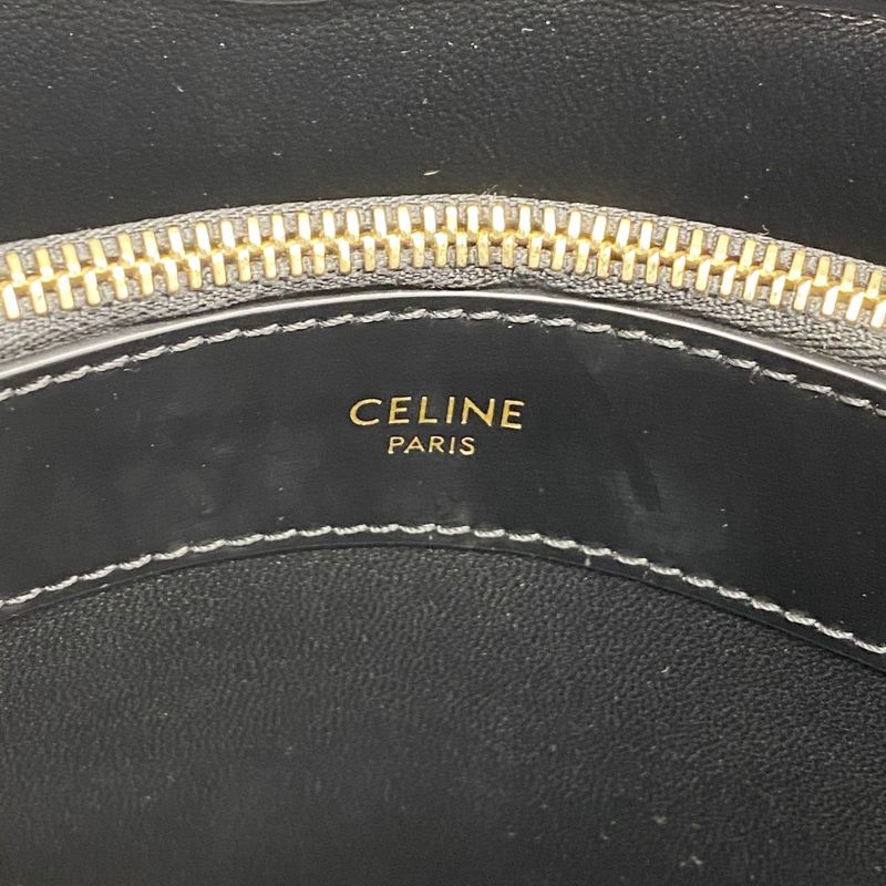 Celine Shoulder Bag Triomphe Leather Black Gold Hardware Women