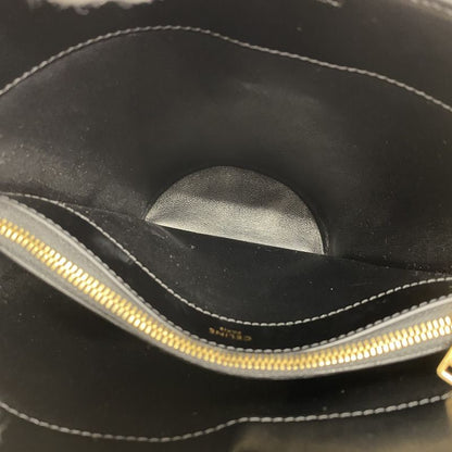 Celine Shoulder Bag Triomphe Leather Black Gold Hardware Women