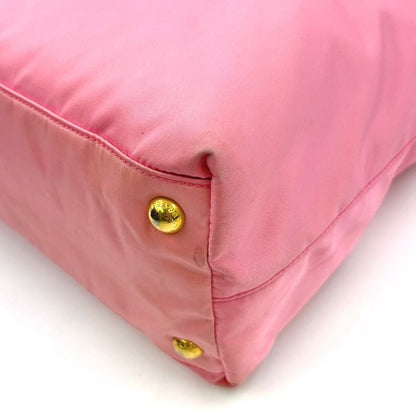 Prada Tessuto CITY Enamel Leather And Nylon Pink Tote Bag Gold Br3854