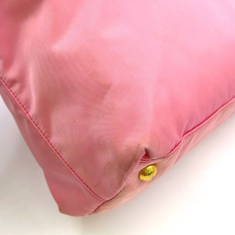 Prada Tessuto CITY Enamel Leather And Nylon Pink Tote Bag Gold Br3854