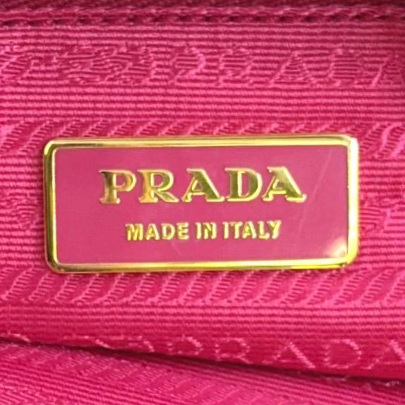 Prada Tessuto CITY Enamel Leather And Nylon Pink Tote Bag Gold Br3854