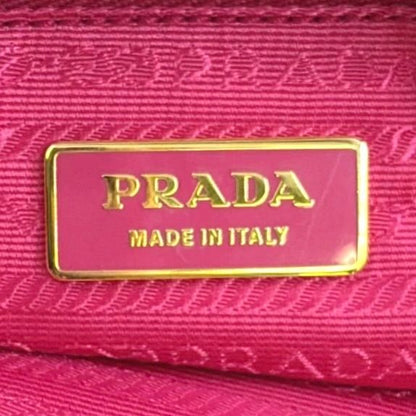 Prada Tessuto CITY Enamel Leather And Nylon Pink Tote Bag Gold Br3854