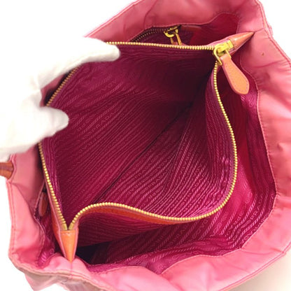 Prada Tessuto CITY Enamel Leather And Nylon Pink Tote Bag Gold Br3854
