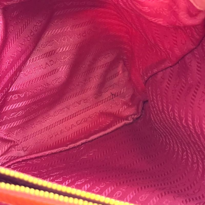 Prada Tessuto CITY Enamel Leather And Nylon Pink Tote Bag Gold Br3854