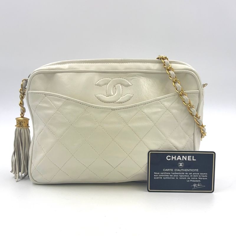 Chanel Matelasse Chain Serial No 0 Lambskin Off-white Shoulder Bag Gold