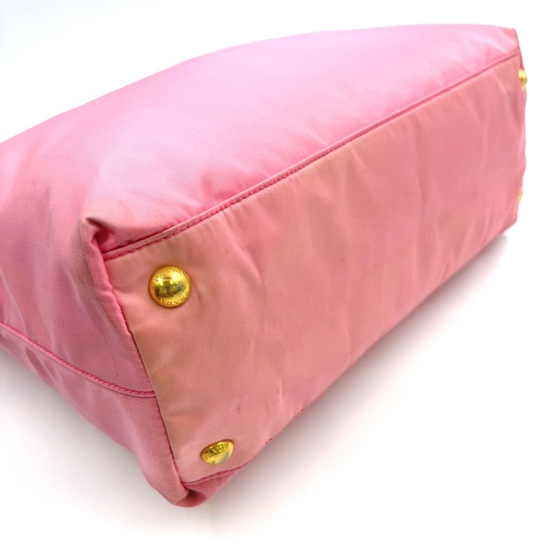 Prada Tessuto CITY Enamel Leather And Nylon Pink Tote Bag Gold Br3854
