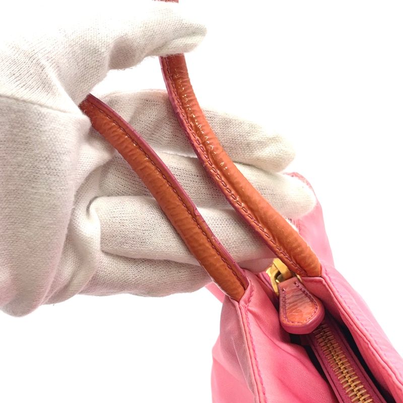 Prada Tessuto CITY Enamel Leather And Nylon Pink Tote Bag Gold Br3854