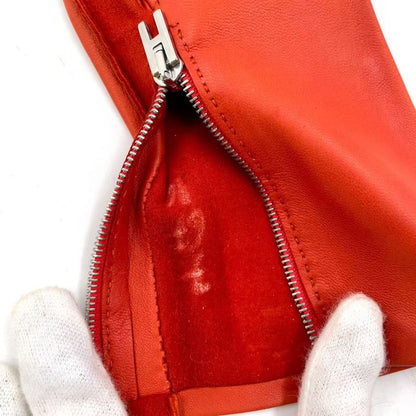Hermes Gloves Women's Lambskin Orange Red Wallets And Accessories (other) Silver