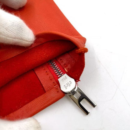 Hermes Gloves Women's Lambskin Orange Red Wallets And Accessories (other) Silver