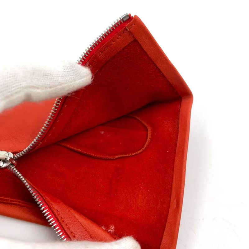 Hermes Gloves Women's Lambskin Orange Red Wallets And Accessories (other) Silver