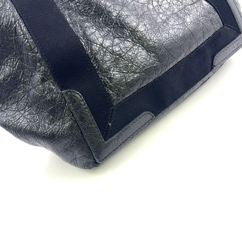 Balenciaga Cabas S Leather X Canvas Black Tote Silver