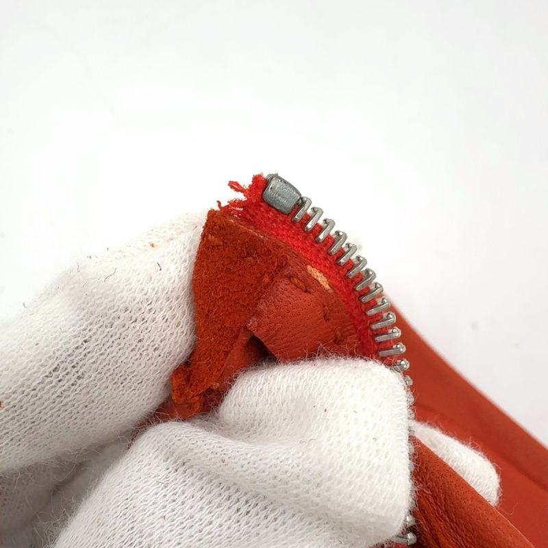 Hermes Gloves Women's Lambskin Orange Red Wallets And Accessories (other) Silver