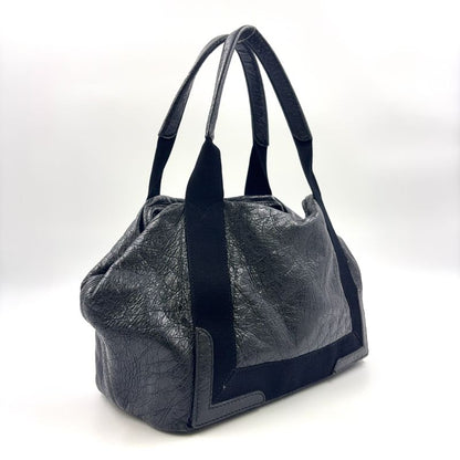 Balenciaga Cabas S Leather X Canvas Black Tote Silver