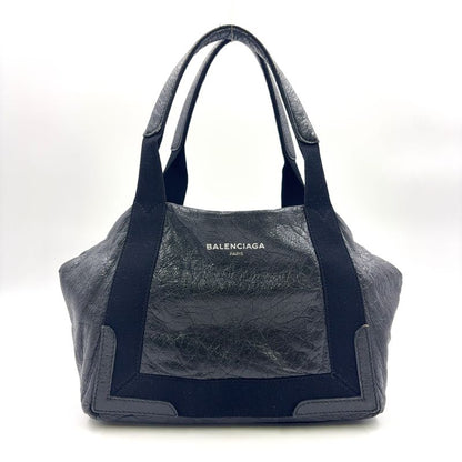Balenciaga Cabas S Leather X Canvas Black Tote Silver